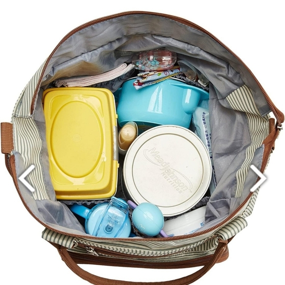 Elegant Striped Baby Bag - Cream and Brown NWOT - Picture 5 of 15